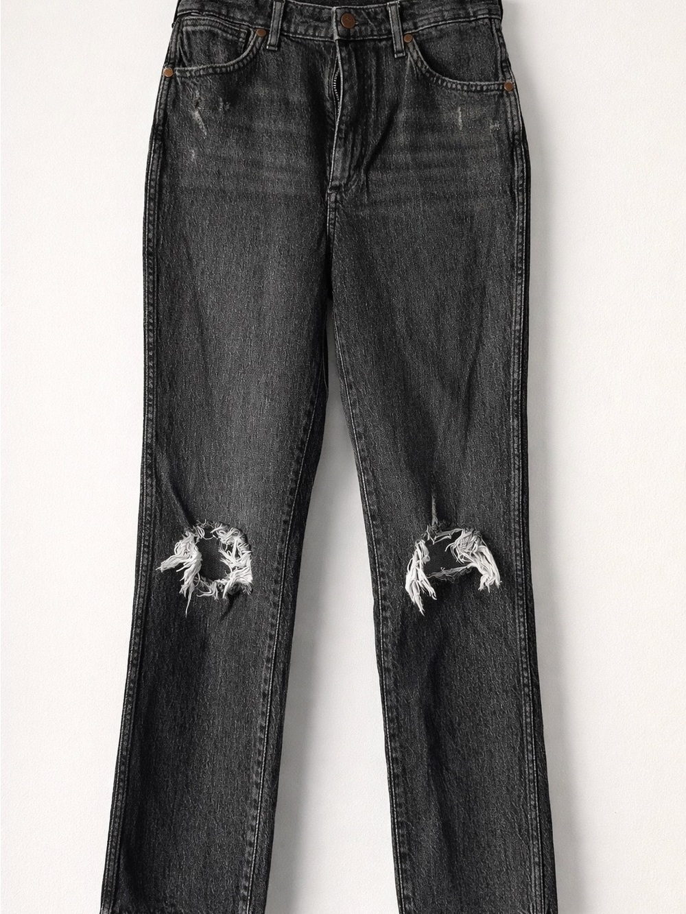 Wrangler Black Straight-Leg Distressed Jeans W 28  L 28